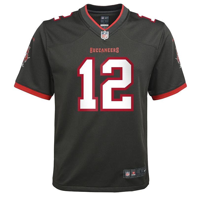 Maillot de match alternatif des Buccaneers Tampa Bay Nike Tom Brady en étain pour jeunes
