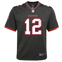 Maillot de match alternatif des Buccaneers Tampa Bay Nike Tom Brady en étain pour jeunes