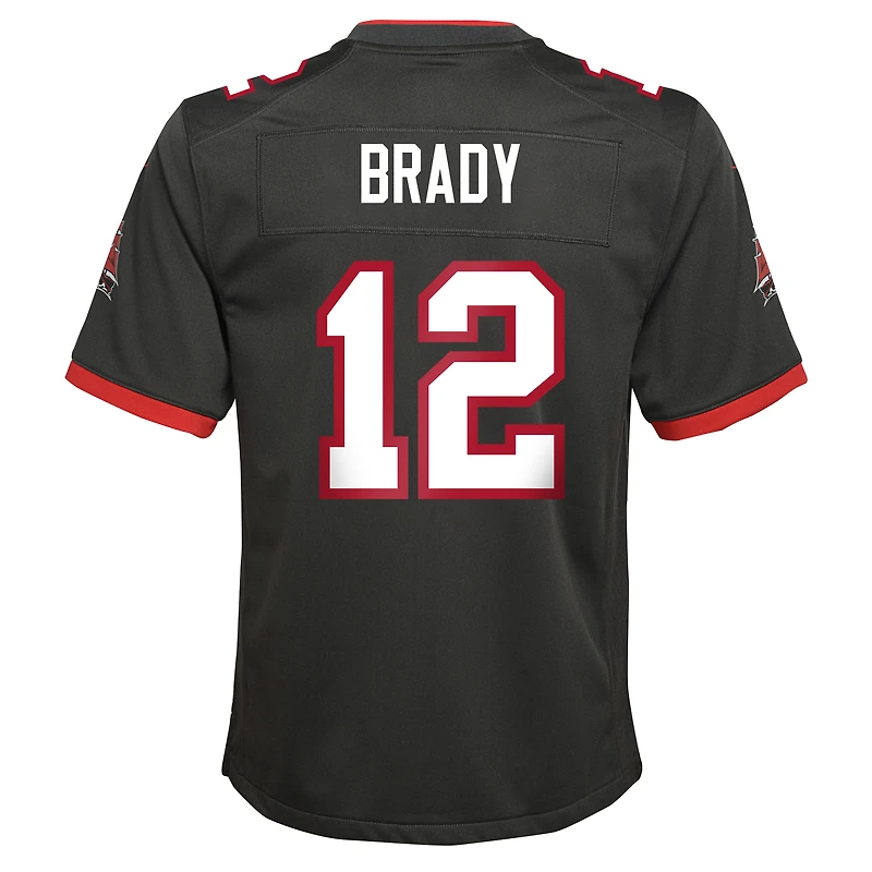 Maillot de match alternatif des Buccaneers Tampa Bay Nike Tom Brady en étain pour jeunes