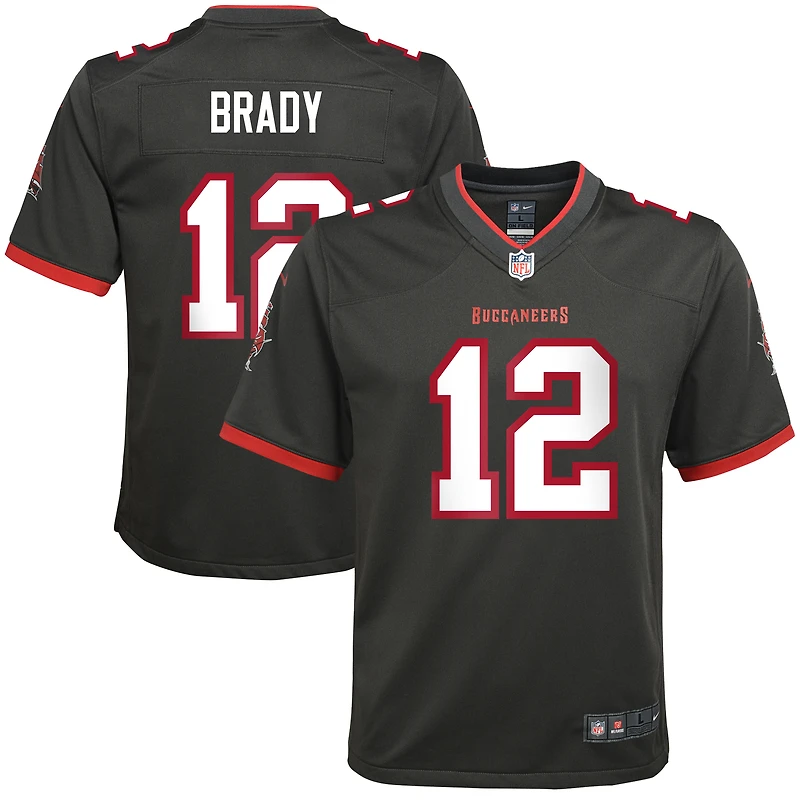 Maillot de match alternatif des Buccaneers Tampa Bay Nike Tom Brady en étain pour jeunes