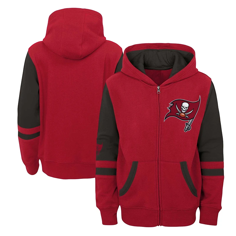 Youth Red Tampa Bay Buccaneers Stadium Colorblock Full-Zip Hoodie