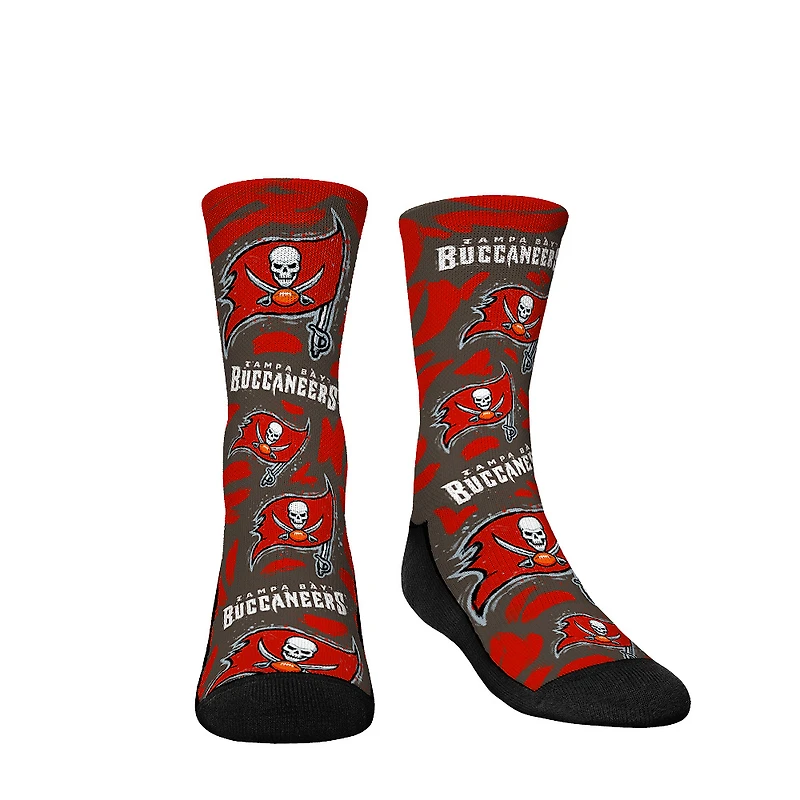 Youth Rock Em Socks Tampa Bay Buccaneers Allover Logo & Paint Crew Socks