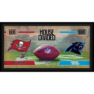 Collage de football encadré 10" x 20" des Buccaneers de Tampa Bay contre les Panthers de la Caroline