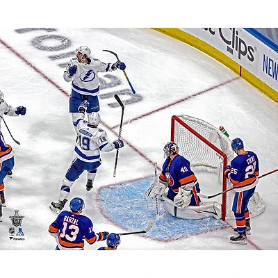Anthony Cirelli Unsigned 2020 Stanley Cup Playoffs Game 6 vs. New York Islanders Series-Clinching Goal Celebration Photograph