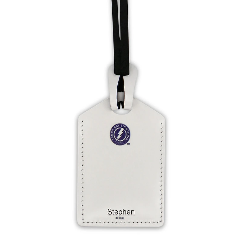 Étiquette de bagage en cuir personnalisée Tampa Bay Lightning bleue