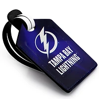 Étiquette de bagage en cuir personnalisée Tampa Bay Lightning bleue