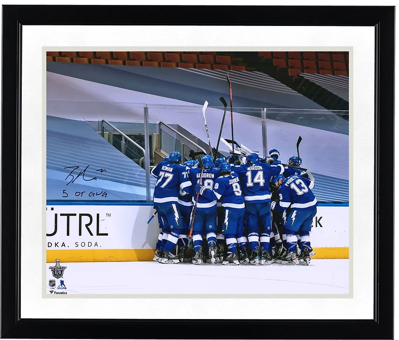 Brayden Point Tampa Bay Lightning Autographed 16" x 20" 5-OT Game-Winning Goal Celebration Photograph with "5 OT GWG" Inscription