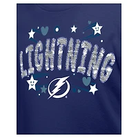 T-shirt à paillettes bleu Tampa Bay Lightning Flip pour fille New Era Youth
