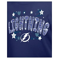 T-shirt à paillettes bleu Tampa Bay Lightning Flip pour fille New Era Youth