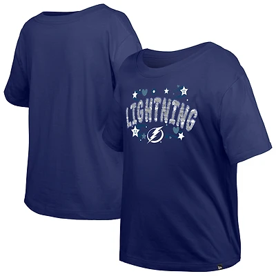 T-shirt à paillettes bleu Tampa Bay Lightning Flip pour fille New Era Youth