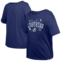 T-shirt à paillettes bleu Tampa Bay Lightning Flip pour fille New Era Youth