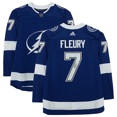Maillot Adidas authentique bleu autographié par Haydn Fleury du Tampa Bay Lightning