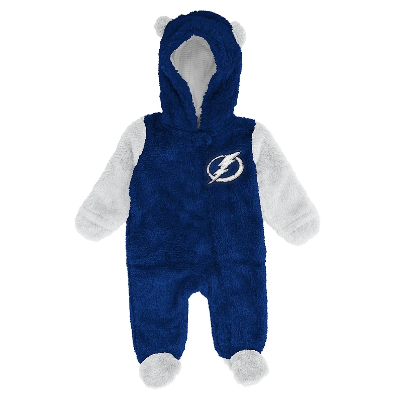 Infant & Newborn Outerstuff Blue Tampa Bay Lightning Stay Napping Fleece Bunting Full-Zip Hooded Sleeper