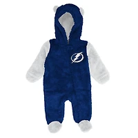 Infant & Newborn Outerstuff Blue Tampa Bay Lightning Stay Napping Fleece Bunting Full-Zip Hooded Sleeper