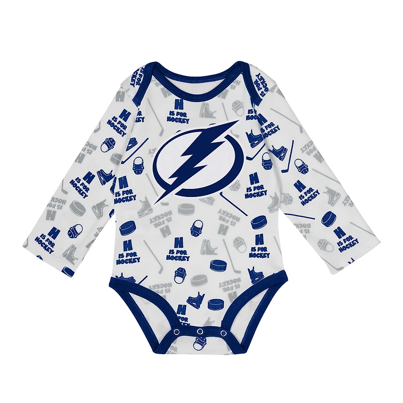 Body à manches longues pour bébé blanc Tampa Bay Lightning Quick Learner