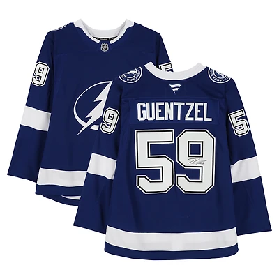 Maillot bleu autographié de Jake Guentzel, Lightning de Tampa Bay, Fanatics Premium