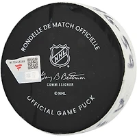 Rondelle de but utilisée par Jake Guentzel, joueur du Lightning de Tampa Bay, lors du match contre les Rangers de New York le 29 novembre 2025