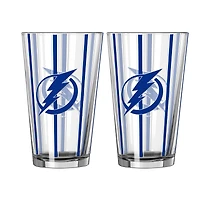 Logo Brands Tampa Bay Lightning Two-Piece 16oz. Striped Pint Glass Set