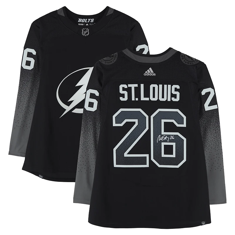 Maillot noir alternatif autographié de Martin St. Louis, Lightning de Tampa Bay, adidas