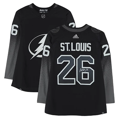 Maillot noir alternatif autographié de Martin St. Louis, Lightning de Tampa Bay, adidas
