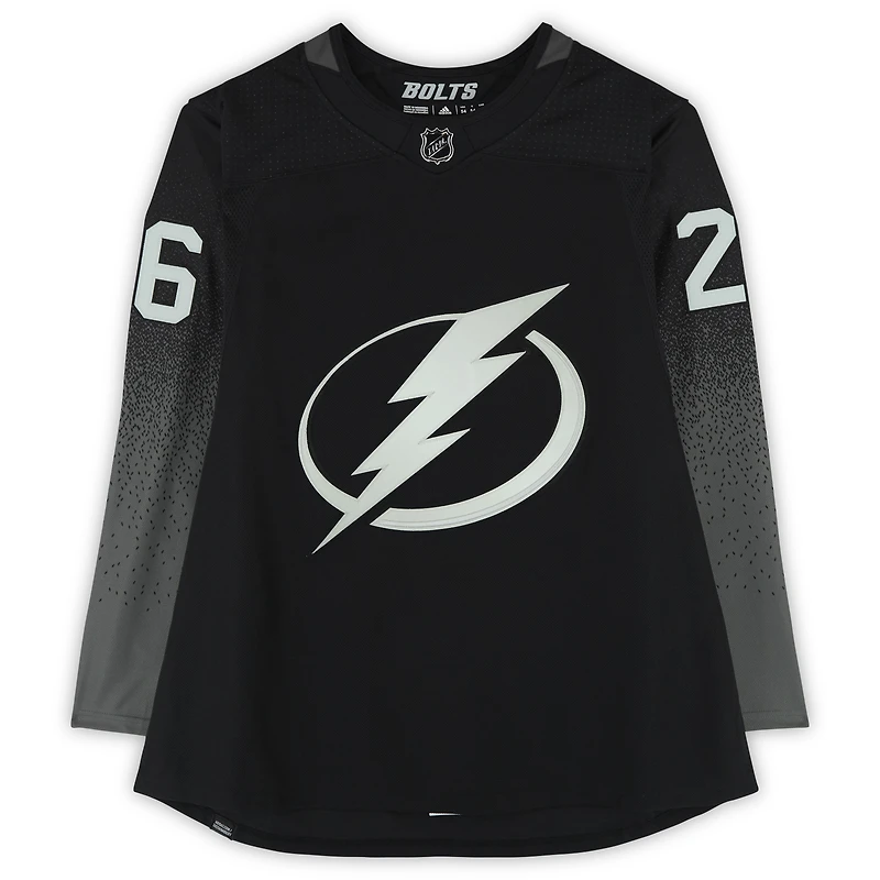 Maillot noir alternatif adidas autographié par Martin St. Louis (Tampa Bay Lightning) avec plusieurs inscriptions