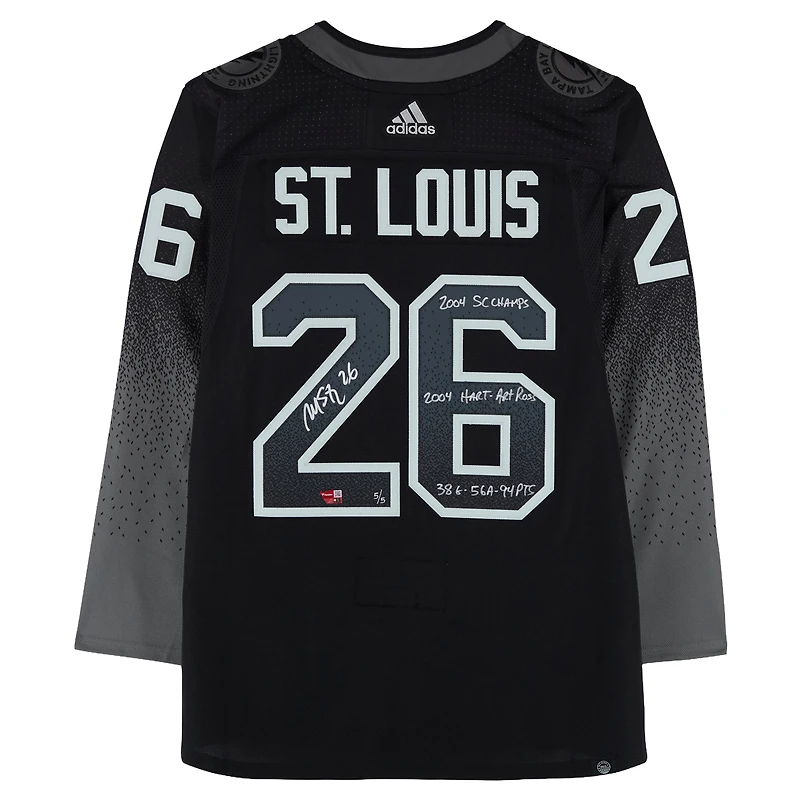 Martin St. Louis Tampa Bay Lightning Autographed Black Alternate adidas Jersey with Multiple Inscriptions - Limited Edition #5/5