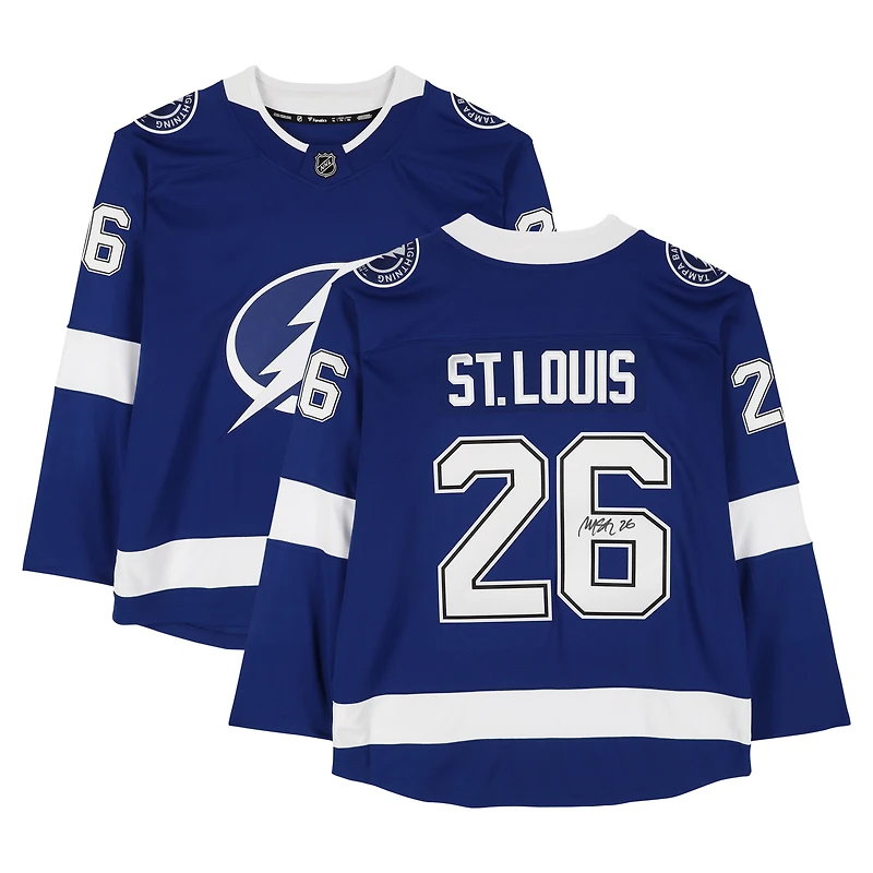Maillot bleu autographié de Martin St. Louis, joueur du Lightning de Tampa Bay, marque Fanatics Breakaway