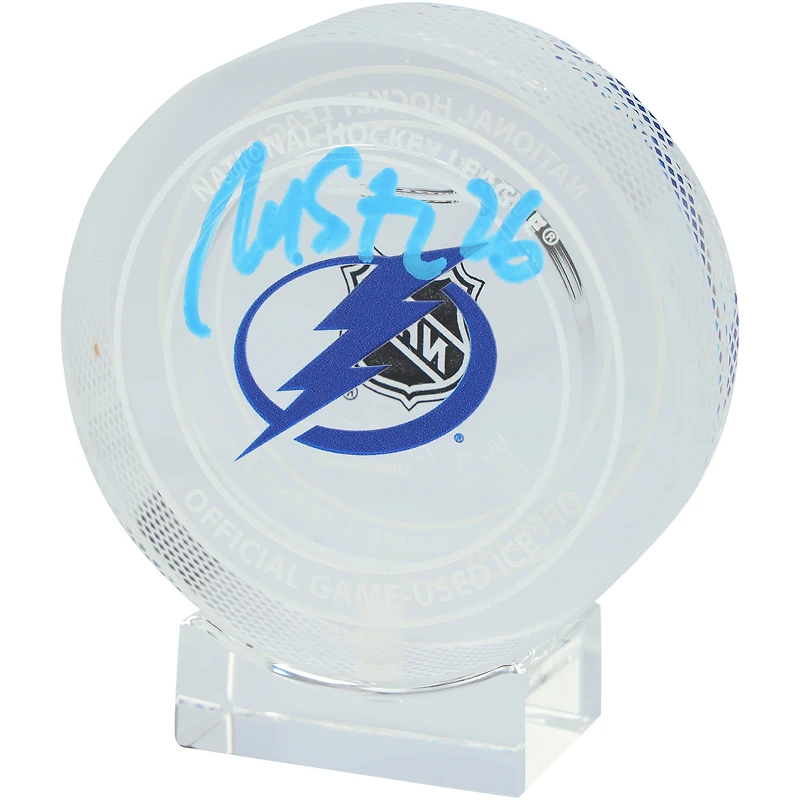 Martin St. Louis Tampa Bay Lightning Autographed Crystal Puck - Filled with Ice from the 2024-25 Season