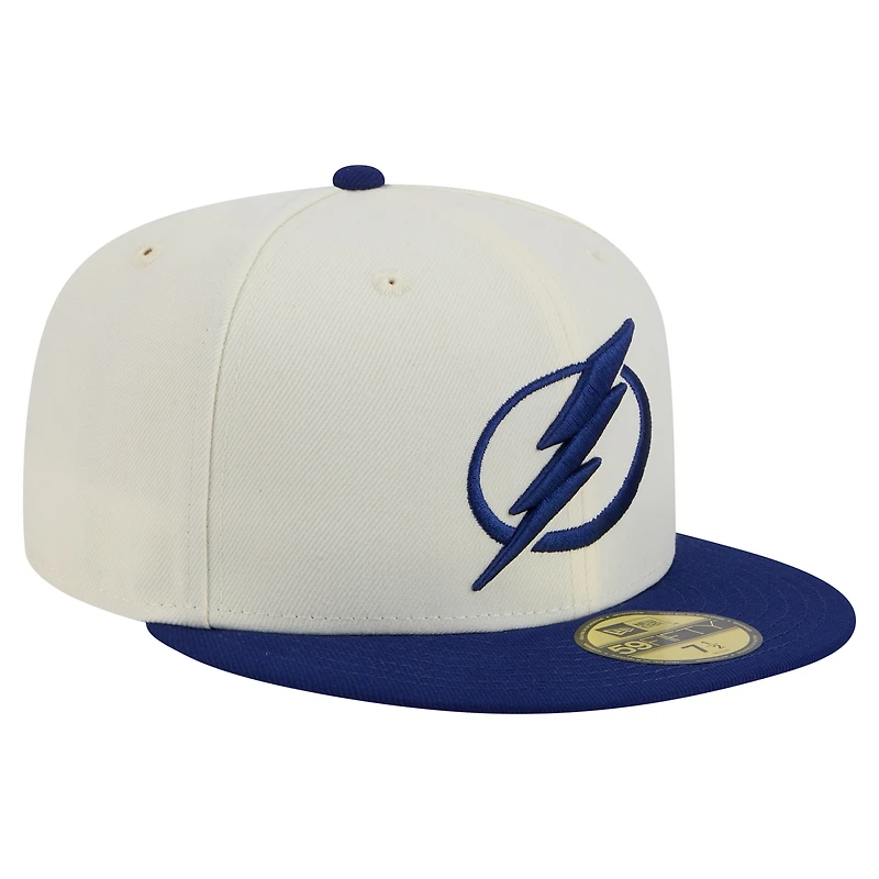 Casquette ajustée bicolore chromée 59FIFTY blanche Tampa Bay Lightning de New Era pour homme