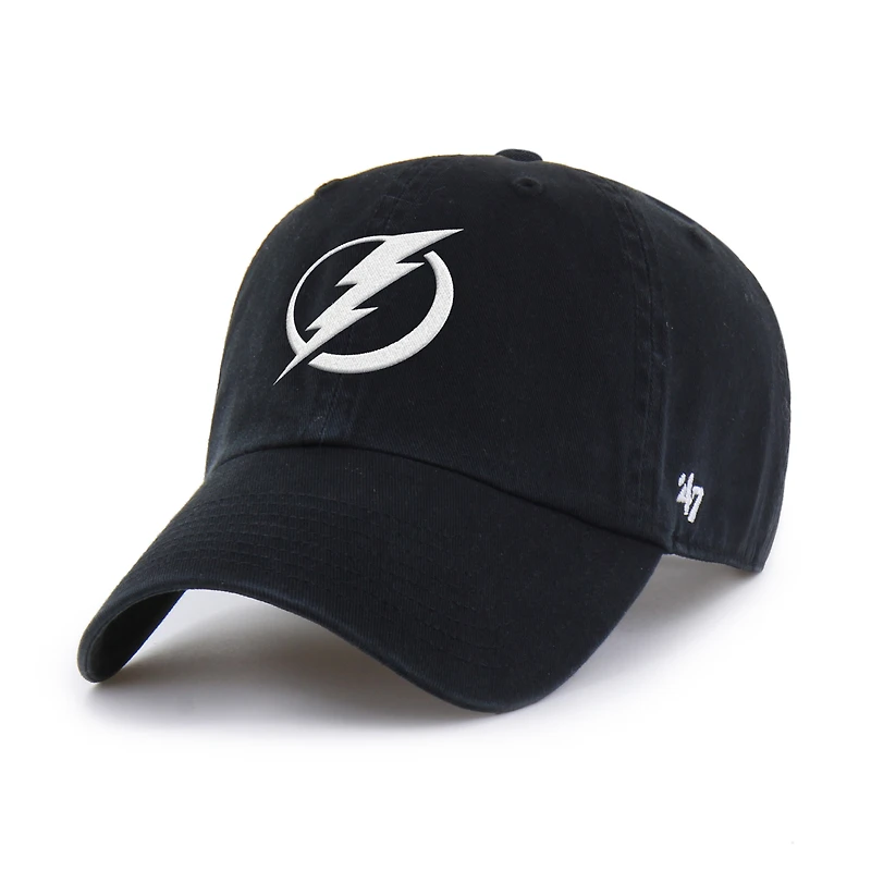 Men's '47 Black Tampa Bay Lightning Logo Clean Up Adjustable Hat