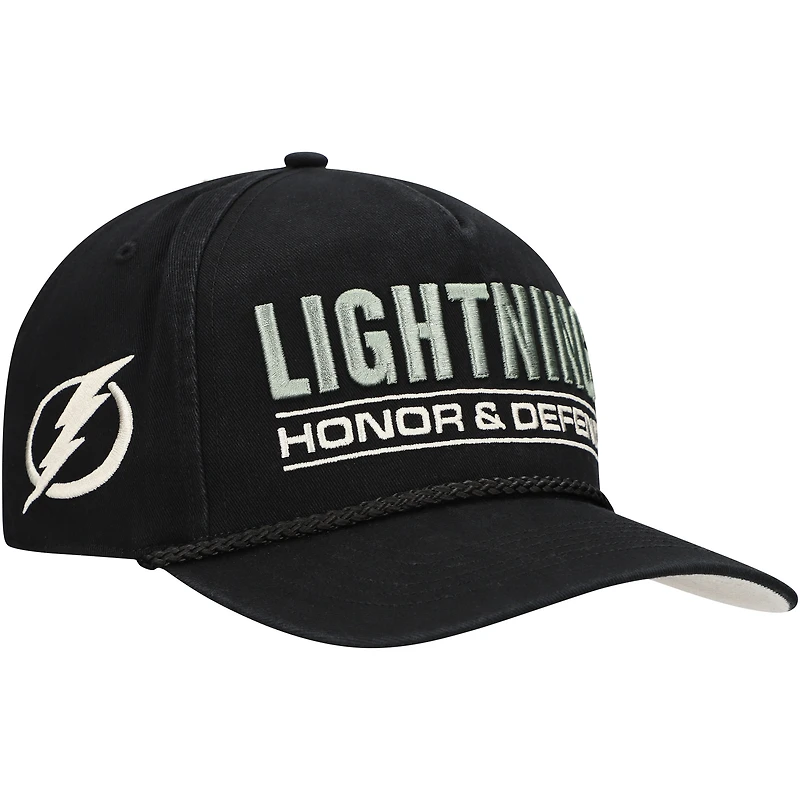 Casquette ajustable Hitch OHT noire de Tampa Bay Lightning '47 pour homme, appréciation militaire, honneur et défense de la patrie