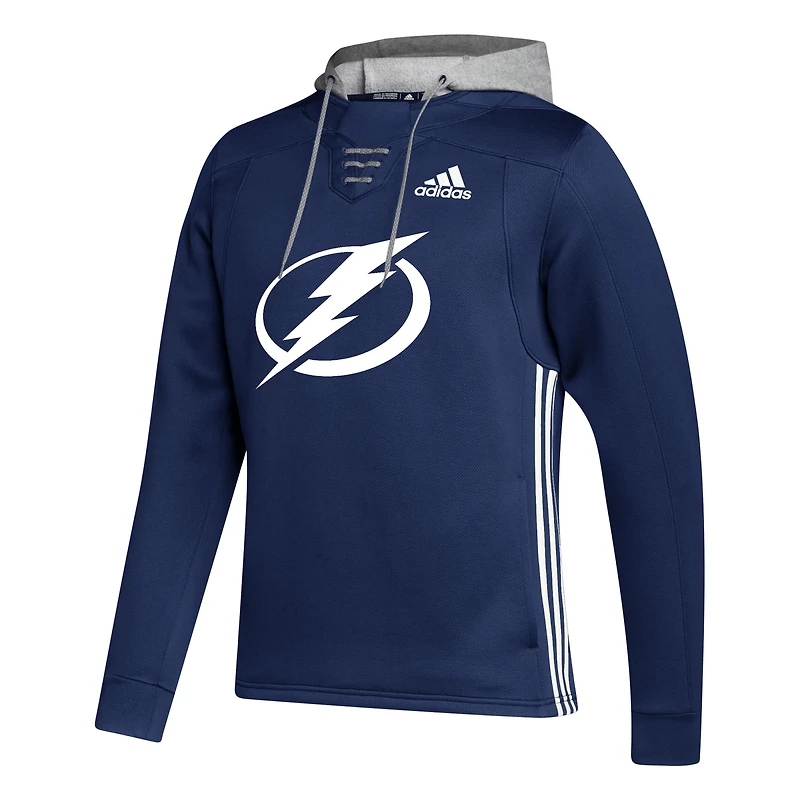 Sweat à capuche adidas Tampa Bay Lightning Skate Lace Primeblue Team pour hommes, bleu