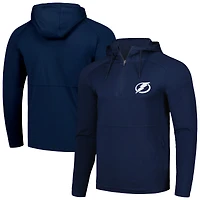 Men's Antigua Heather Navy Tampa Bay Lightning Spikes Raglan Quarter-Zip Hoodie