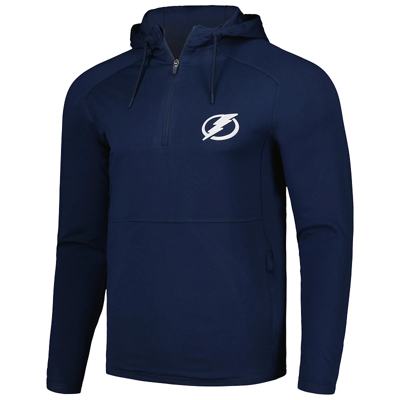 Men's Antigua Heather Navy Tampa Bay Lightning Spikes Raglan Quarter-Zip Hoodie