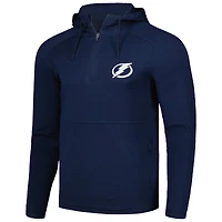 Men's Antigua Heather Navy Tampa Bay Lightning Spikes Raglan Quarter-Zip Hoodie