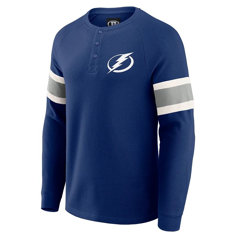 Men's Darius Rucker Collection by Fanatics Navy Tampa Bay Lightning Waffle-Knit Raglan Long Sleeve Henley T-Shirt