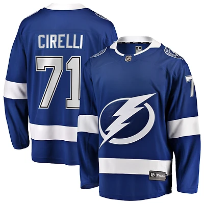 Maillot domicile bleu à ressort d'Anthony Cirelli, joueur des Lightning de Tampa Bay, pour homme (Fanatics).