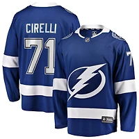 Maillot domicile bleu à ressort d'Anthony Cirelli, joueur des Lightning de Tampa Bay, pour homme (Fanatics).