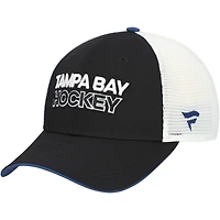 Casquette ajustable Fanatics noire/blanche pour homme Tampa Bay Lightning Authentic Pro Rink Alternate Trucker