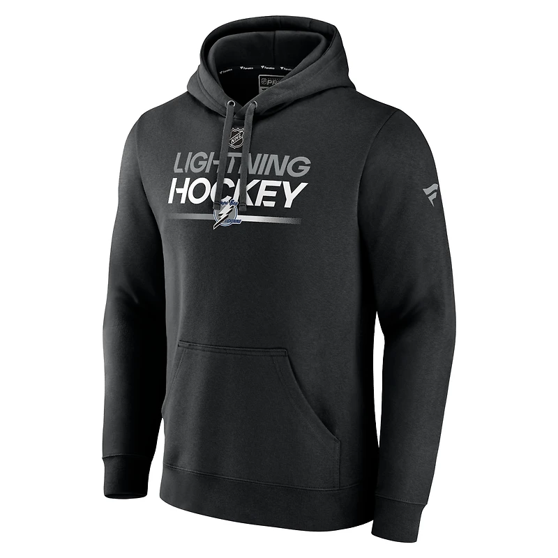 Sweat à capuche noir pour hommes Fanatics Tampa Bay Lightning Authentic Pro avec mot-symbole alternatif