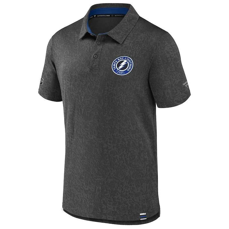 Men's Fanatics  Black Tampa Bay Lightning Authentic Pro Jacquard Polo