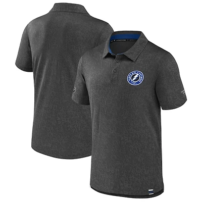 Men's Fanatics  Black Tampa Bay Lightning Authentic Pro Jacquard Polo