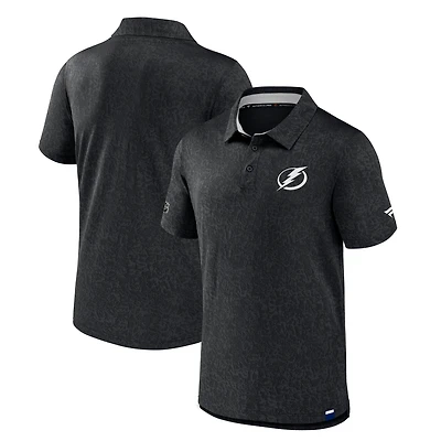 Men's Fanatics  Black Tampa Bay Lightning Authentic Pro Jacquard Polo