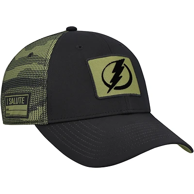 Casquette ajustable authentique Pro Military Appreciation de Tampa Bay Lightning pour homme, noire, Fanatics