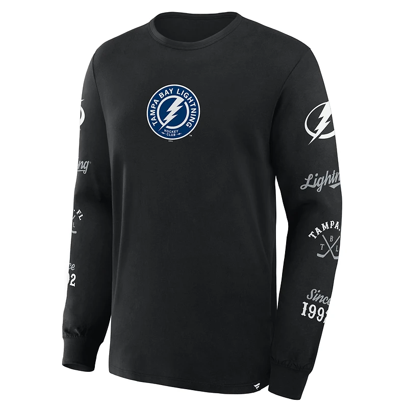 T-shirt à manches longues noir Tampa Bay Lightning pour hommes Fanatics