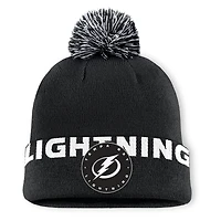 Bonnet en tricot à revers haut avec pompon Fanatics Tampa Bay Lightning noir pour homme