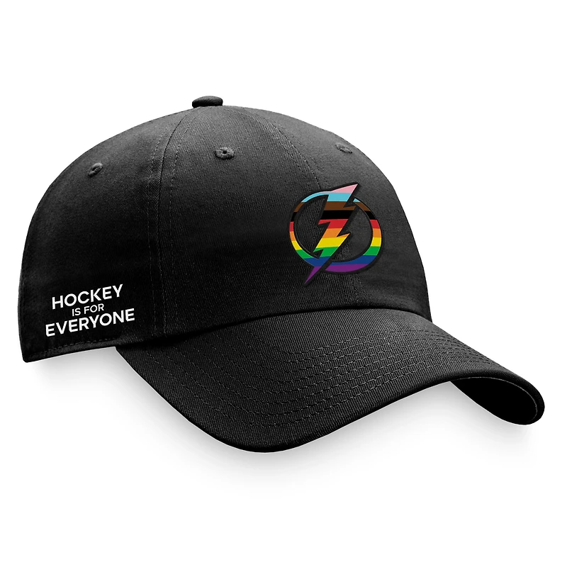 Casquette réglable noire avec logo de l'équipe Tampa Bay Lightning Fanatics pour hommes