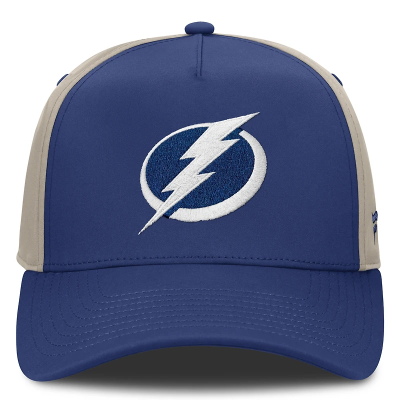 Casquette ajustable Fanatics bleue/beige Tampa Bay Lightning, séries éliminatoires de la Coupe Stanley 2026