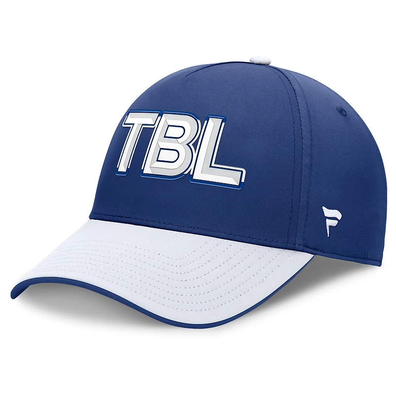 Casquette Fanatics bleu/blanc authentique Tampa Bay Lightning Pro Rink Team Code Flex pour homme