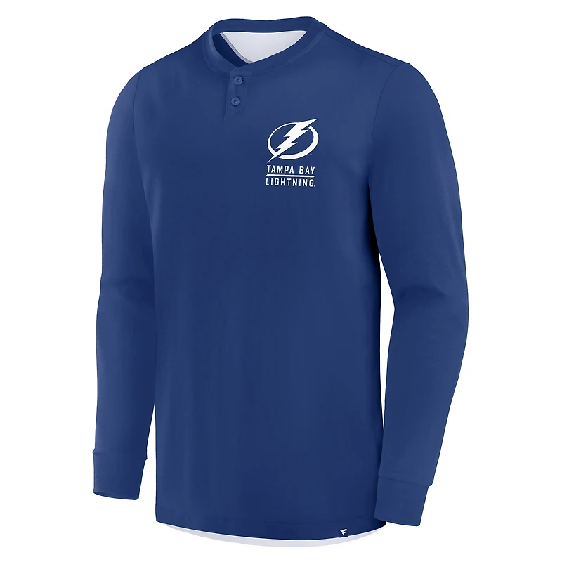 T-shirt Henley à manches longues Adrenaline Push bleu Tampa Bay Lightning Fanatics pour homme